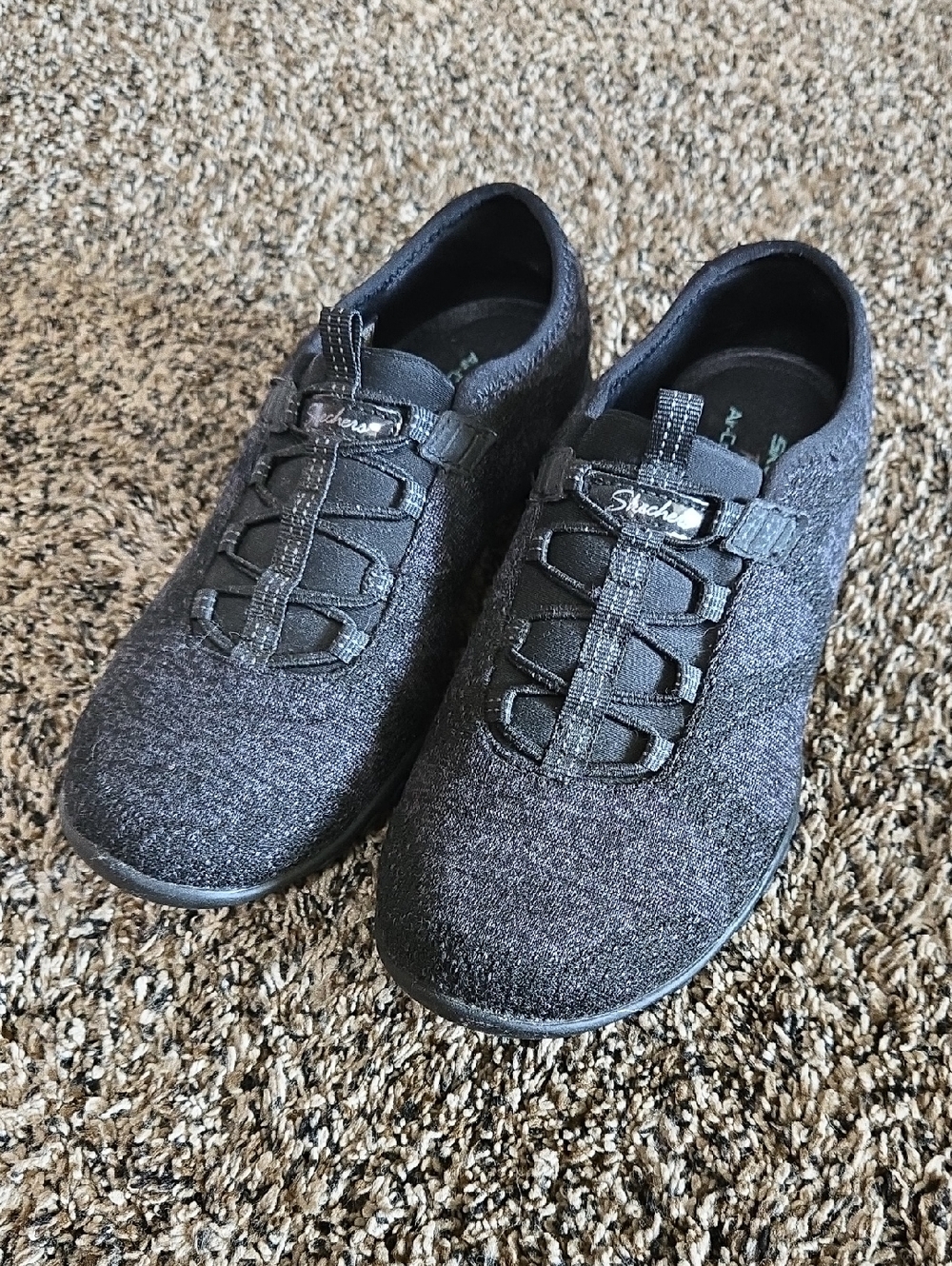 Skechers Charcoal Gray Slip-On Knit Trainers